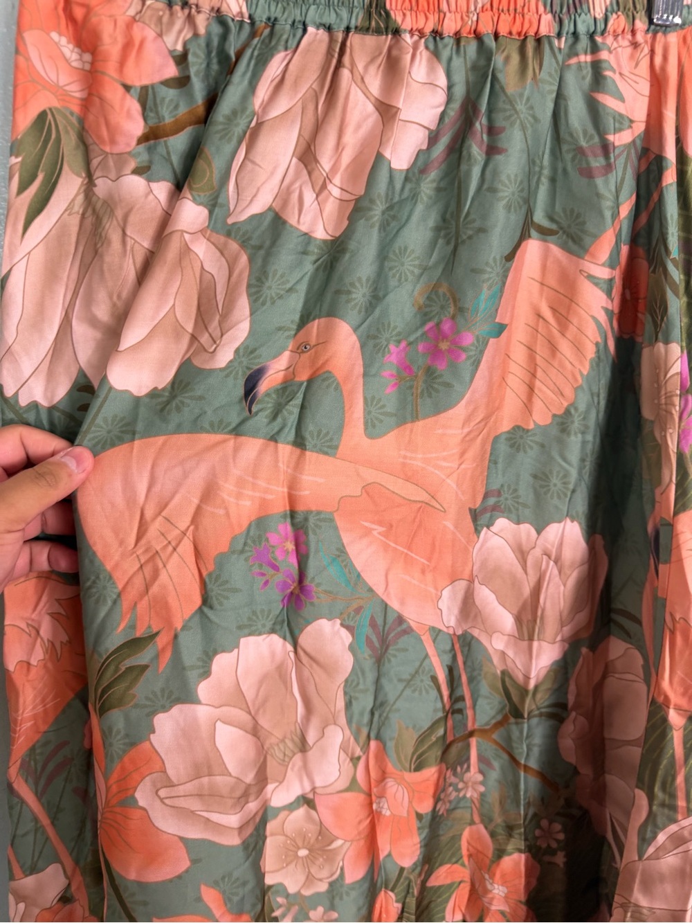Spell Floridian Maxi Skirt Flamingos Floral Pink Green Small - Picture 6 of 6